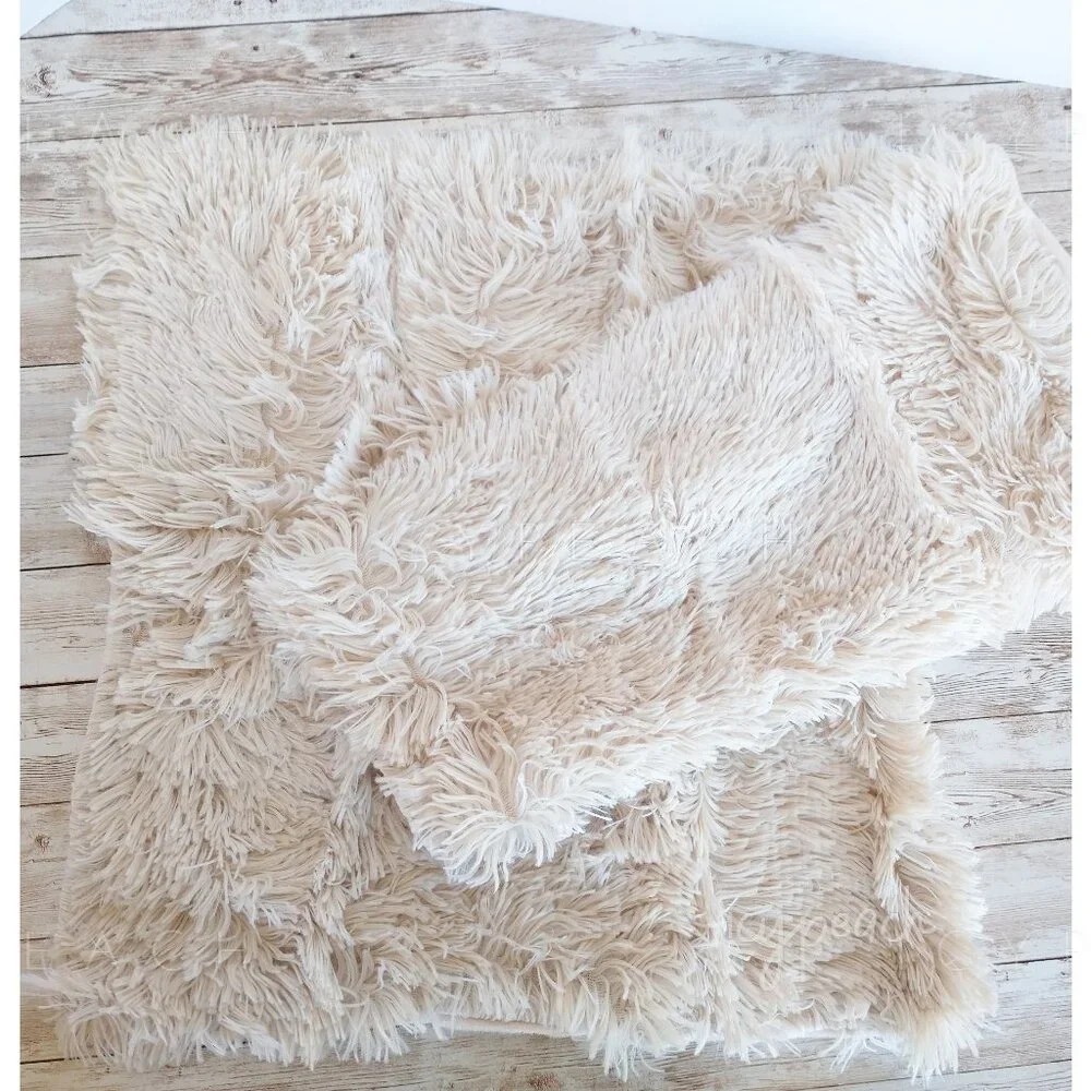 NordECO Home Luxury Throw Pillow Covers 2 Pack18”x18” Beige Faux Fur Fleece